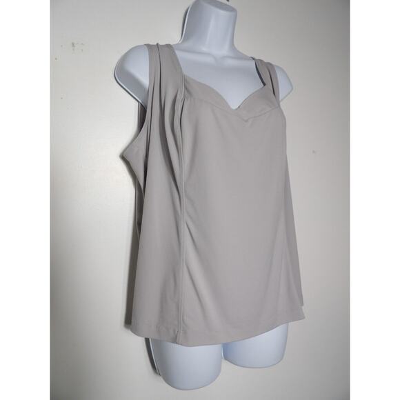 Simonton Says 1X Tank Top Slinky Cami Light Gray Crossover Front Stretch Layerin - Picture 4 of 11